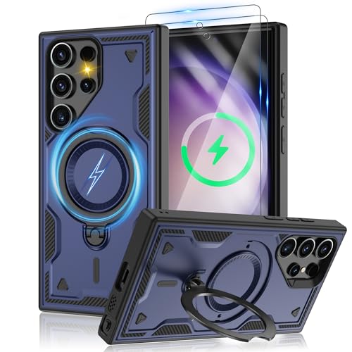 Coque Antichoc Militaire Galaxy S23 Ultra MagSafe Bleu Premium avec Double Verre HD