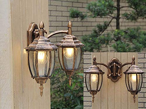 Applique murale extérieure 2-lights E27 étanche pour éclairage de façade antique