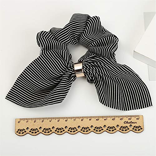 Xiwstar 4Pcs Rabbit Ears Bow Hair Bands Scrunchies Striped Bow-Knot Hair Elastic Hair Ties Bands Ropes Ponytail Holder For Women Girls #TOP4