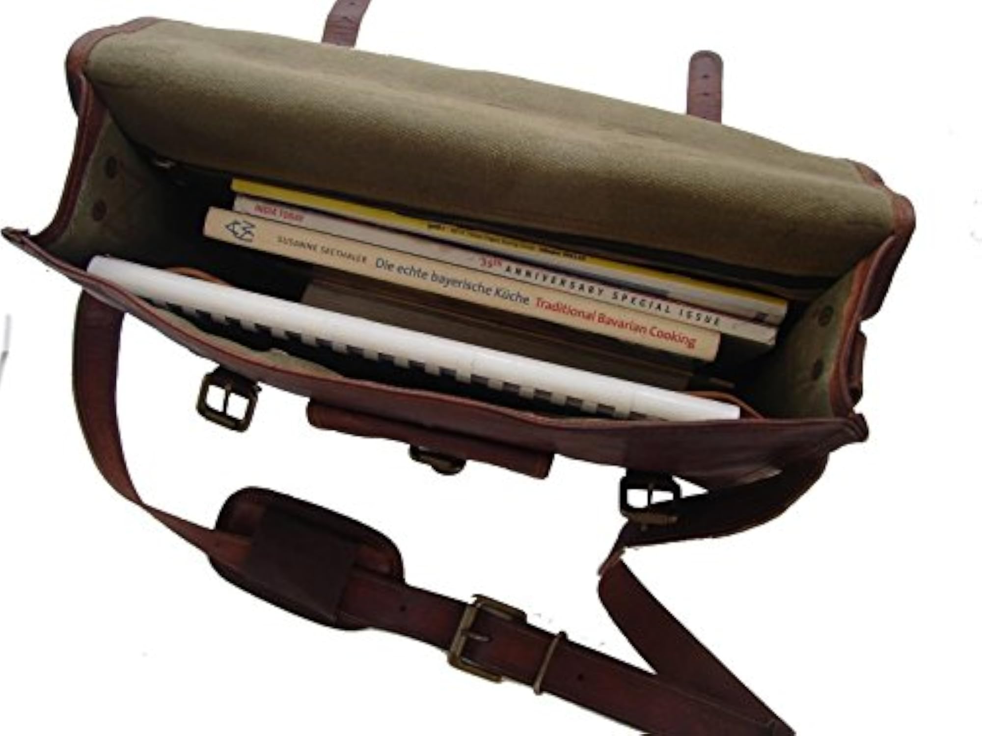 Leather 15 Inch Brown Unisex Messenger Bag