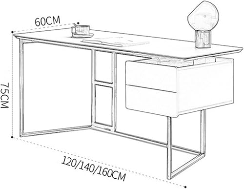 Miniatura 2 de RHSH Escritorio moderno y minimalista para escribir escritorio de lujo con 2 cajones muebles de oficina en casa con marco de metal estable mesa de
