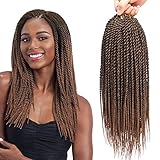 6Pcs 16inch 30stands Senegalese Twist Crochet Hair Braids Small Havana Twist Crochet Braiding Hair Low Temperature Fiber Synthetic Crochet Hair Extensions (1B/30)