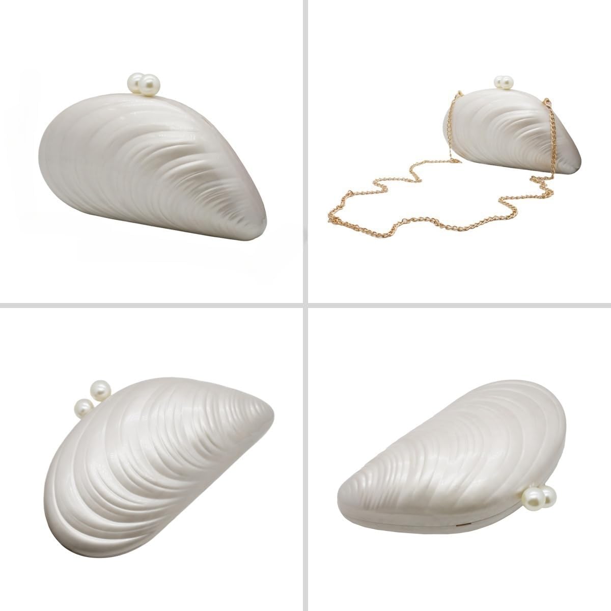 UMREN Seashell Chain Shoulder Bag for Women Acrylic Evening Clutch Bag Glitter Marble Purse Handbag for Wedding Party Prom - Image 5