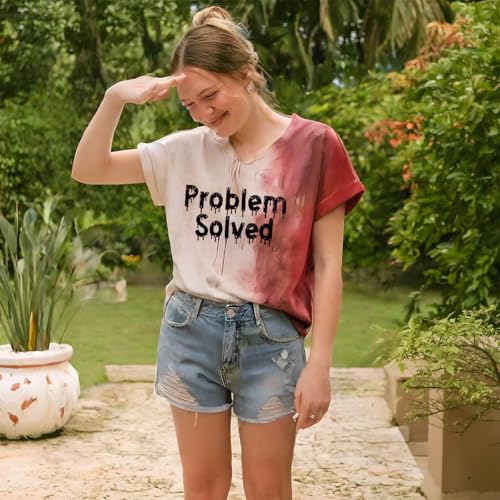 Generic I'M Fine Bloody Shirt Women Funny Halloween Blood Horror Clothes Gift Blood Splatter Top, 5X-Large3