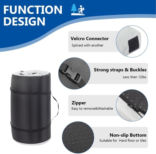 Memory Foam Camping Mattress, Portable Sleeping Pad for Tent, Car, Guest or Floor Use, Foldable Roll Up Bed with Washable Cover, Waterproof Non-Slip Bottom, Thick Support Foam, Easy Storage