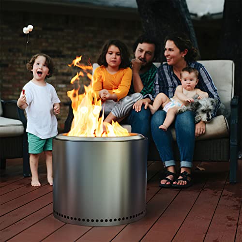 Greesum Smokeless Fire Pit With Stand, 19In Wood Burning Fireplaces Stainless Steel, Portable Outdoor Firepit With Removable Ash Pan For Camping, Patio Heating, Bonfire And Picnic, Silver #TOP1