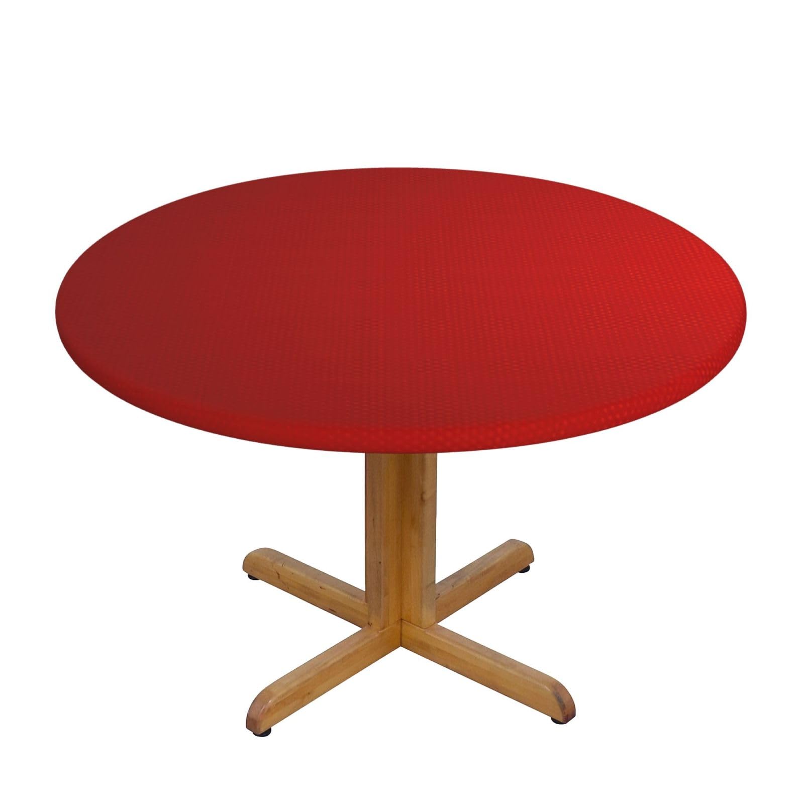 Nappe ronde à rayures rouges anti-tache et lavable pour table de buffet