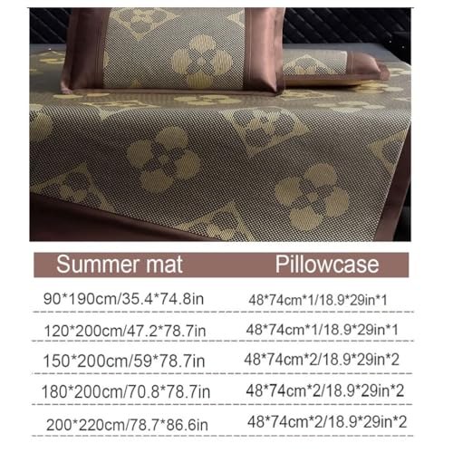 Cama de mimbre transpirable colchoneta de bambú plegable de dos caras 8
