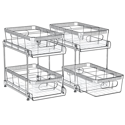 YOOMIDDA Bathroom Storage Organizer with Dividers, 2 Tier Multi-Purpose Kitchen Under Sink Organizers and Storage Slide-Out, Closet Organization, Kitchen Pantry Cabinet Medicine Bins YOOMIDDA Bathroom Storage Organizer with Dividers, 2 Tier Multi-Purpose Kitchen Under Sink Organizers and Storage Slide-Out, Closet Organization, Kitchen Pantry Cabinet Medicine Bins
