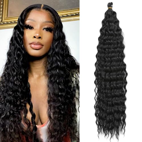 Dsoar 26 Zoll 3 Packs Tief Twist Crochet Hair Ocean Wave Curly Bohemian Crochet Braids Deep Wave Hair Bundles Synthetische Haarverlängerungen für Frauen Mädchen