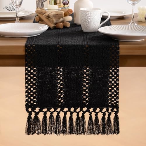 Chemin de table en macramé de lin rustique fait main MLMW 182cm