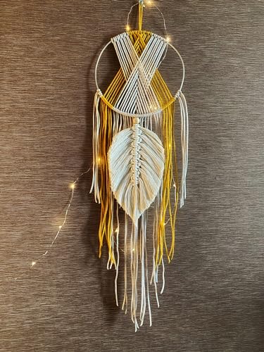 Image of WH Decor -02 Pcs Macrame Woven Wall Hanging Small Decor Boho Chic Bohemian Home Geometric Art Decor - Beautiful Apartment Dorm Room Decoration,(Size - 20 x 33cm). (Pattern - E, Wall Hanging)
