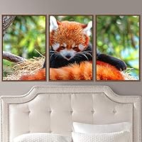 3 Piece Framed Canvas Wall Art Firefox Rustic Urban Canvas Prints Home Artwork Decoration for Living Room,Bedroom - 16