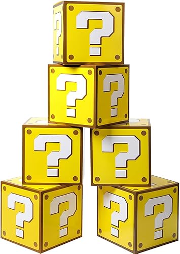 SUYEPER 6 cajas de preguntas grandes para niños, fiestas de cumpleaños, juegos, fiestas, cajas de accesorios (11.8 x 11.8 pulgadas)