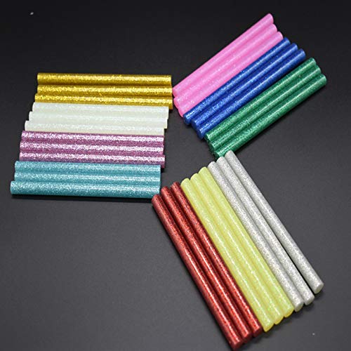 10 bastoncini di colla a fusione a caldo colorate, 7 mm x 100 mm, per lavori artigianali, custodie telefoniche, adesivi, riparazioni, album dorati (bianco)