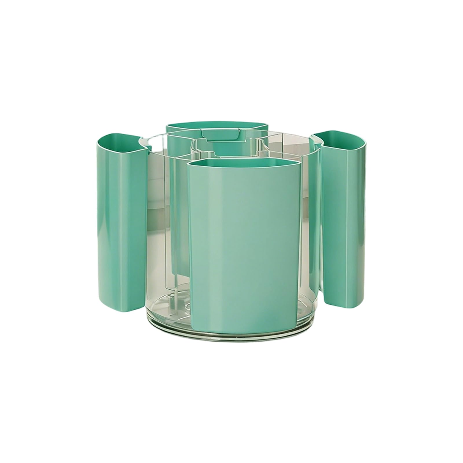 Msioytog 360 Degree Rotating Pen Storage Container Space Saving Pen Organiser Tray with 5 Sections for Offices School Offices Desk Planner