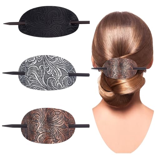 Barrettes à cheveux en cuir synthétique premium avec pic pour coiffure femme chic