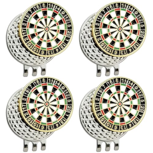Marcadores de pelotas de golf para regalo juego de 4 clips magnéticos de metal para sombrero