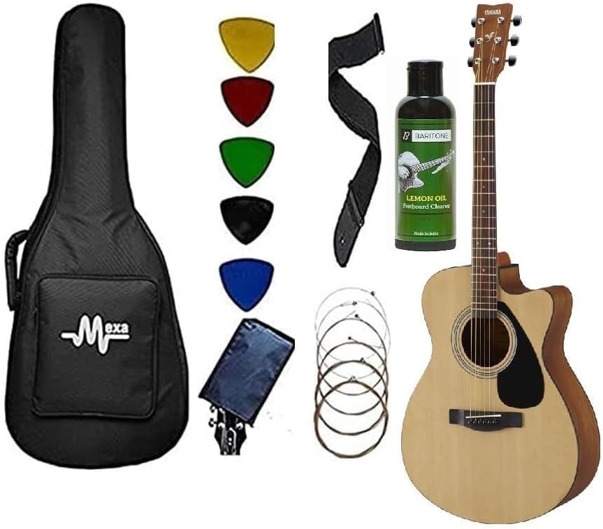 FS80C Meranti Acoustic Guitar Cutaway Concert Body With Mexa Sponge Bag, Guitar Belt, Guitar Stand, String Set & Plectrums.(NT)