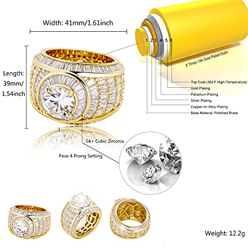TOPGRILLZ Iced Out Gold Cluster Ring 5A+ Cubic Zirconia 14K Gold Hip Hop Rapper Fashion Luxury Big Diamond Rings For Men2