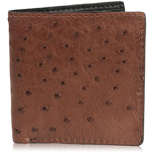 Genuine Brown Ostrich Skin Leather Hipster Wallet Handmade with 12 Card Slots