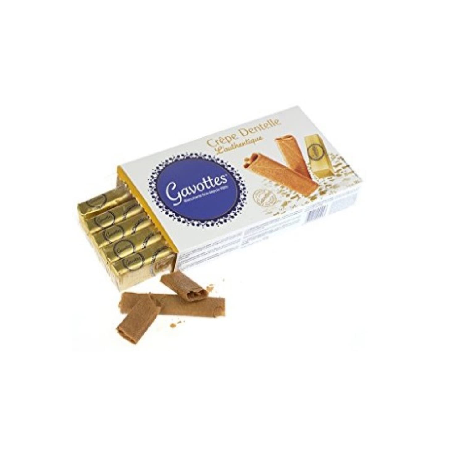 Gavottes Crêpe Dentelle Authentique Production Locale Originale | Crêpes bretonnes originales | Biscuits roulés croquants - 4 x 125 grammes | Crêpes Prêtes