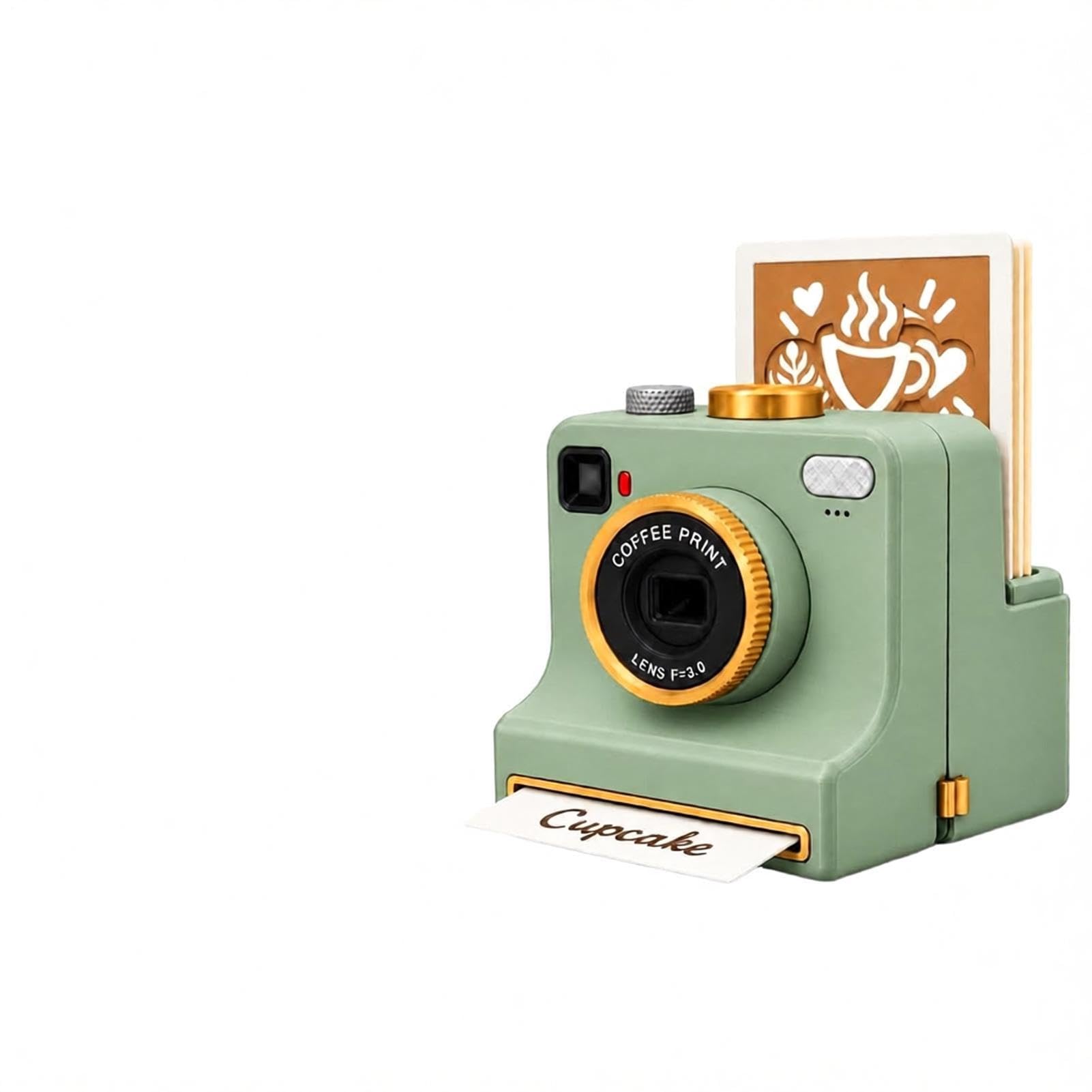 Generisch Latte Art kamera retro druk 3D spieniacz cappuccino