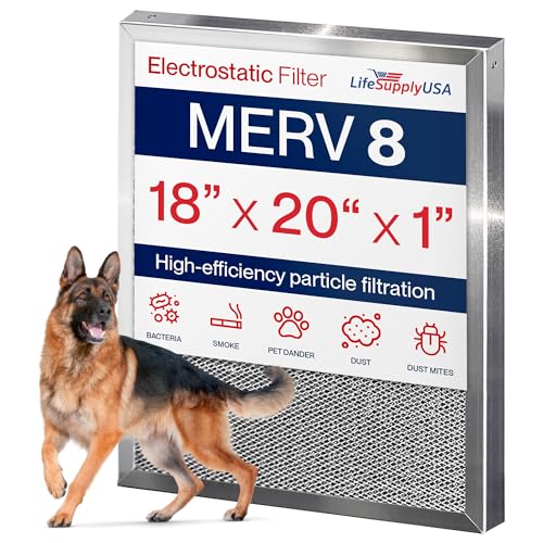 18x20x1 Electrostatic Air Filter MERV 8 Washable Reusable Furnace AC/HVAC Filter Energy Saving Easy to Clean Long-Lasting by LifeSupplyUSA