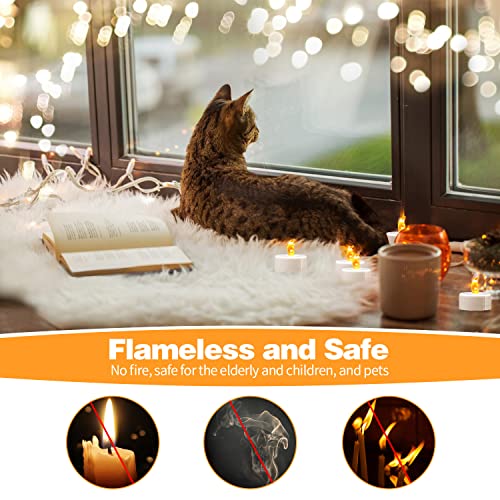 Image of KOABY 100 Pack Warm Yellow LED Tea Lights, Last 100H+ | Flickering Flameless Battery Operated Tea Lights for Decor