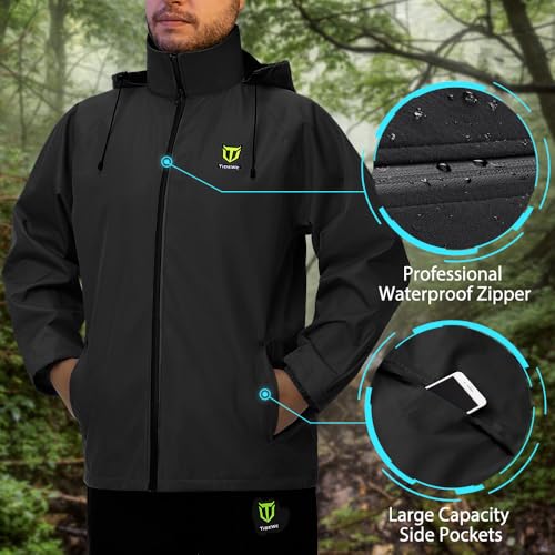 image for TIDEWE Rain Suit, Waterproof Breathable Lightweight Rainwear (Black Si