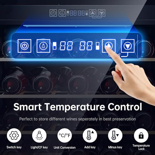 Image of KingChii 141 Bottle Wine Cooler Refrigerator Dual Zone Wine Fridge with Professional Compressor - Stainless Steel & Tempered Glass, Freestanding for Home, Office, Kitchen