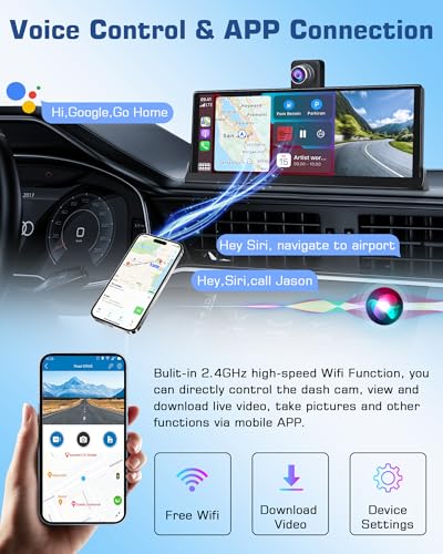 Android Auto y Carplay portátil de 10,26" con dashcam giratoria 4K 6