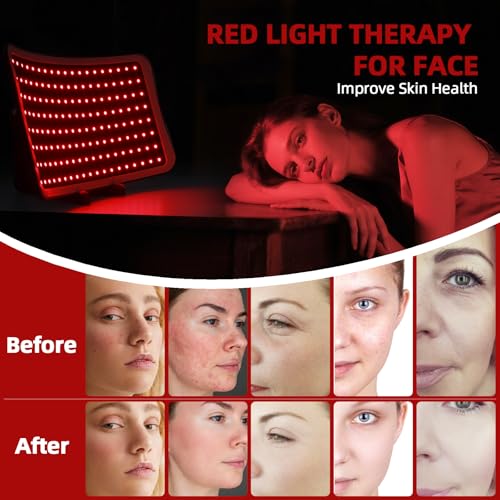 Image of Red Light Therapy Device - 660nm Red & 850nm Infrared LED Lamp for Face & Body, Versatile Design with Stand, Legs & Strap, Well-Made and Easy to Use (Black)