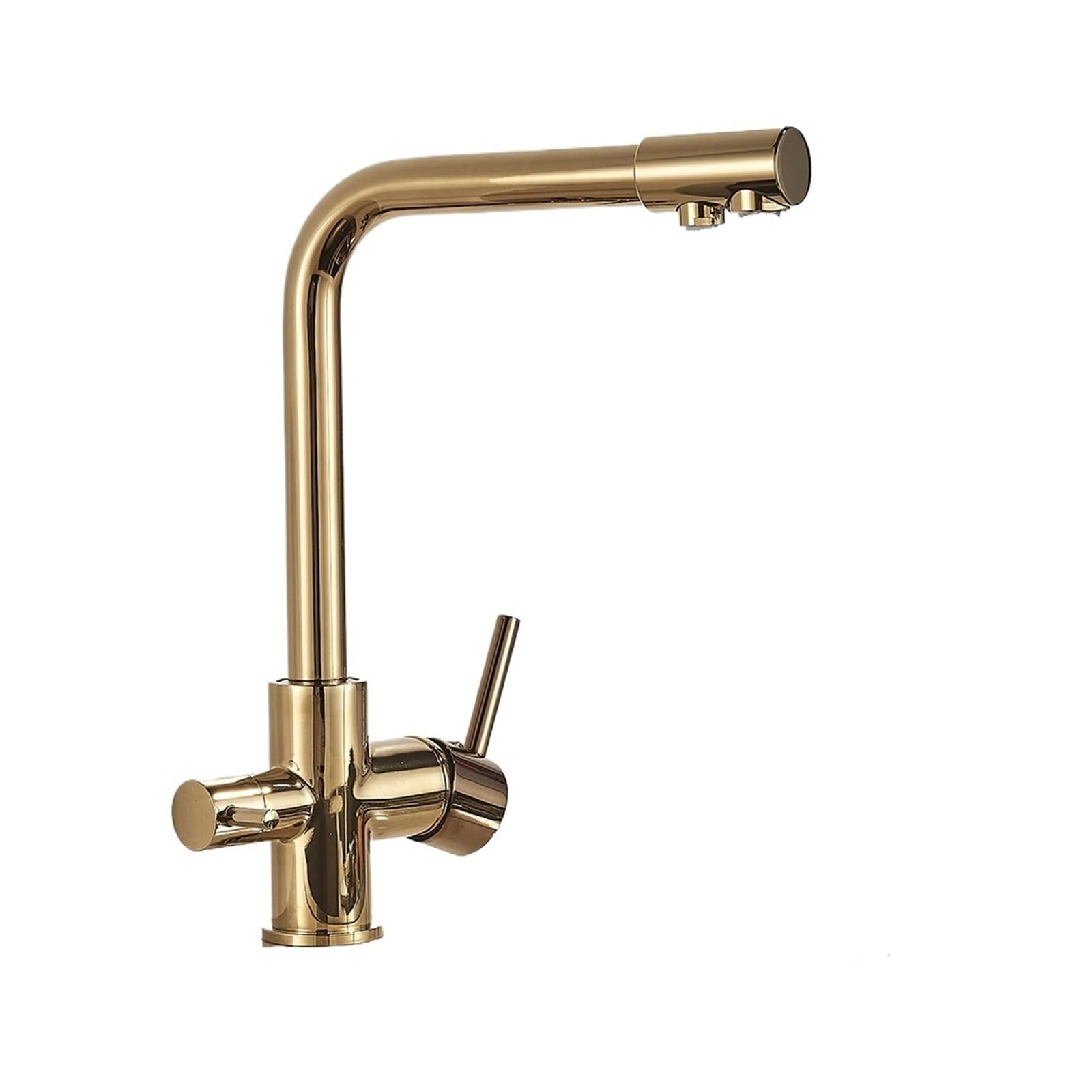 Water Filter Faucet Kitchen Faucet Drinking Water Tap Rotatable Water Purification Feature Taps for Kitchen Sink Mixer Cranes(Gold Faucet)