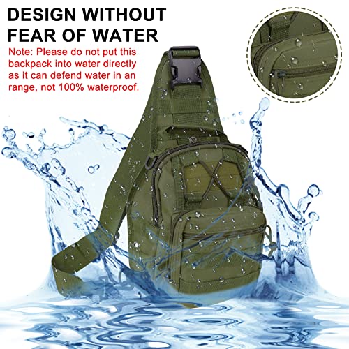 Qcute Tactical Backpack, Waterproof Military Cross-Body Molle Sling Shoulder Backpack Chest Bag For Outdoor Every Day Carry (Army Green) #TOP5