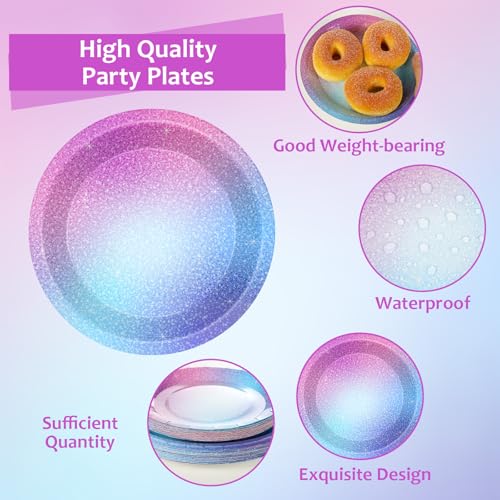 Image of 96pcs Kpop Birthday Party Decoration Kpop Music Paper Plates and Napkin Magical Music Theme Tableware Set Purple Demon Party Supplies for Birthday Baby Shower Women Pop Fans Lover Serve 24