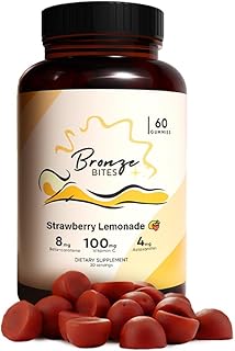 Tanning Gummies for Women & Men, Natural Skin Tanning Supplement with Vitamin C, Astaxanthin & Beta Carotene - Oral Melanin Booster - Organic Bronzing Chews, Made in USA - 60 Count