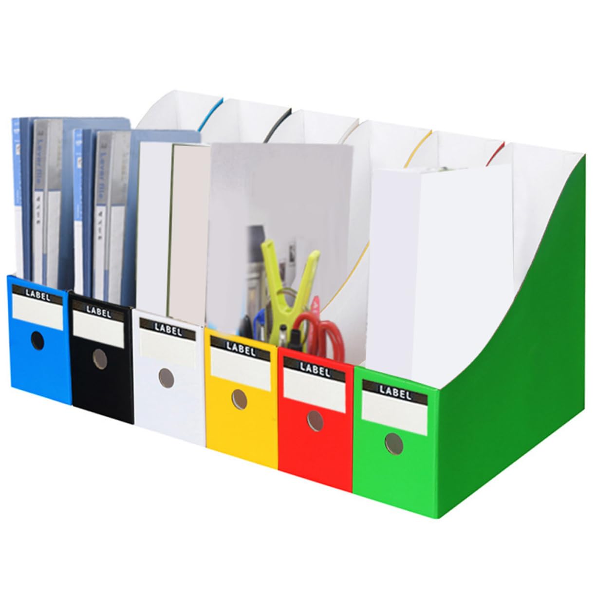 DOITOOL 6 Stück Desktop Dateiablage Teiliges Bunten Stabiler Papp Organizer für Dokumente und Zeitschriften für Büro Schule und Zuhause