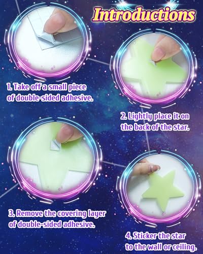 201 Pcs Stickers Brillantes de Estrellas para Pared y Techo miniatura 6