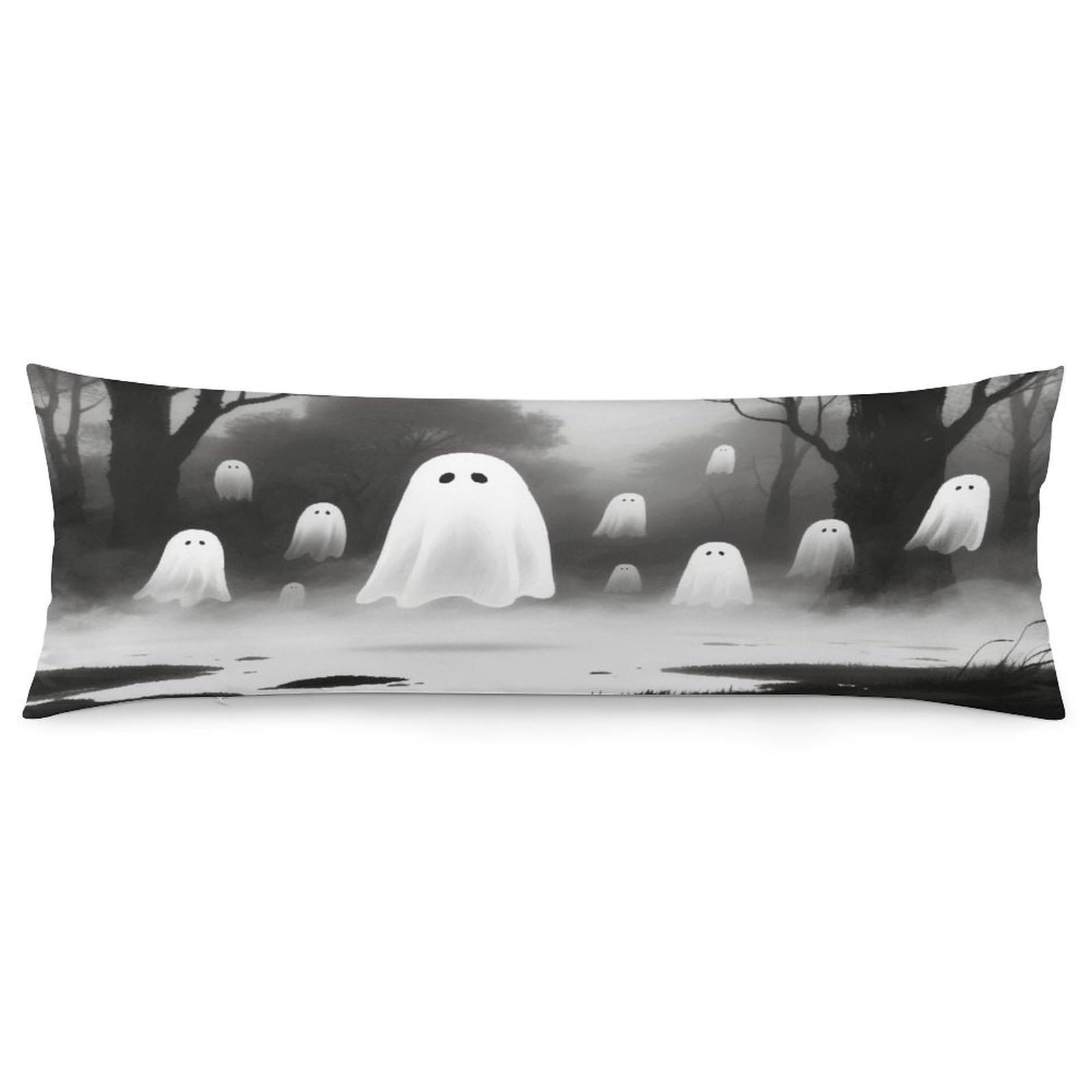 VstaDank Ghost Pillow Cover Decorative Lumbar Pillow Cover 19x53 Inch Long Body Pillows Case Soft Luxury Decorative Throw Pillowcase for Couch Sofa Bedroom Car Decor Pillowcover
