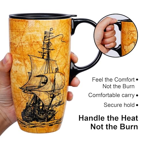 Taza de cerámica para viaje Topadorn 17oz con tapa y asa miniatura 2