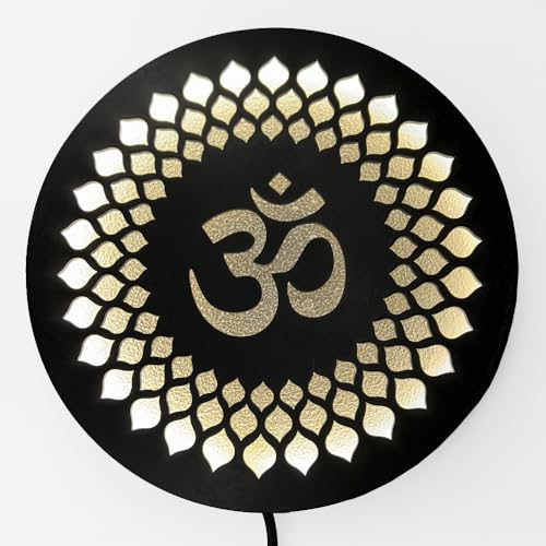 Image of Om LED Backlit Mandir Decor | Moon Wall Lights for Home Decoration | Wall Lamps for Bedroom & Living Room | No Adapter Required