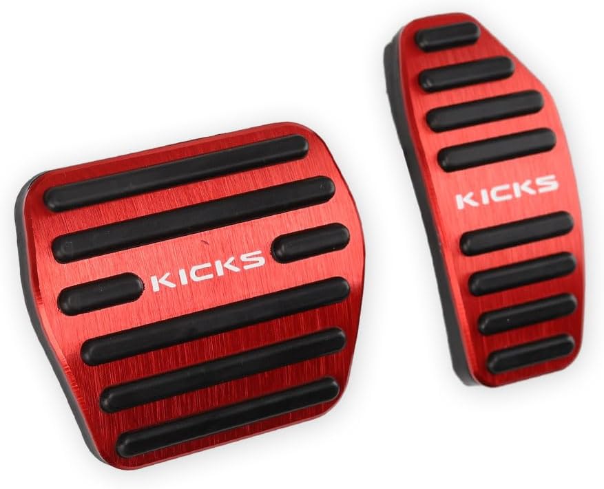 LEXLEY 2PCS Anti-Slip Aluminum Brake Gas Pedal Pads,Auto No Drilling Accelerator Pedal Covers Only for Nissan 2018-2025 Kicks-RED