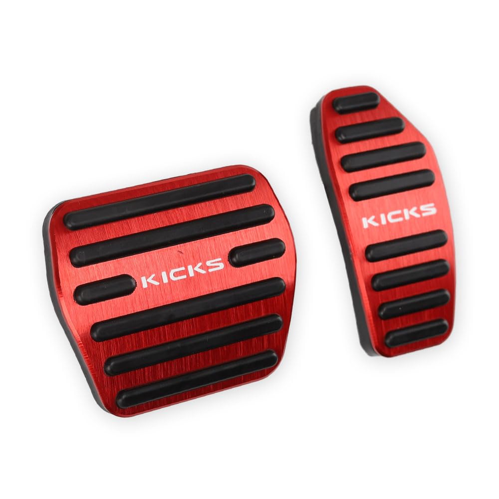 LEXLEY 2PCS Anti-Slip Aluminum Brake Gas Pedal Pads,Auto No Drilling Accelerator Pedal Covers Only for Nissan 2018-2025 Kicks-RED