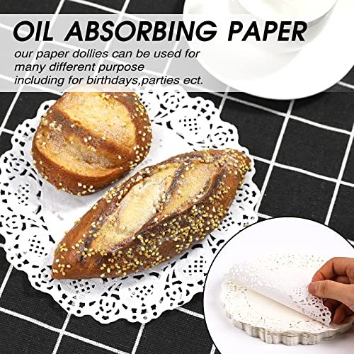 150 Pieces Paper Doilies 5.5 inch White Lace Paper Doilies for Food, Disposable Round Paper Doilies for Buffet Cake Fried Food Party Wedding Valentine Tableware Decoration