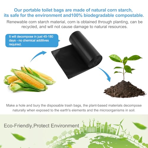 Image of 40 Camping Toilet Bags, Biodegradable Compostable for 5 Gal Bucket Toilet