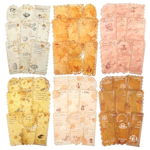 Papier dentelle rétro café pour scrapbooking et carterie (60 feuilles)