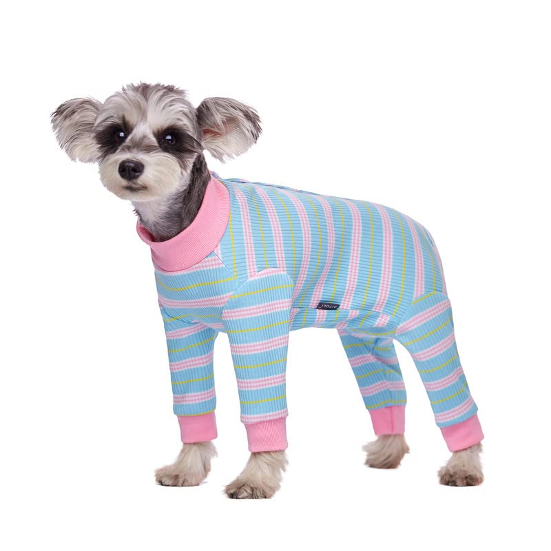 Image of Dog Surgery Recovery Suit for Small Dogs, 4-Legged Dog Onesie After Surgery with Back Snaps, Breathable Cotton Spay and Neuter Bodysuit for Female and Male Dogs