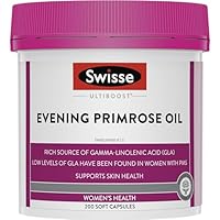 Swisse Ultiboost Evening Primrose Oil - Rich in GLA (Gamma Linoleic Acid) for Inflammation Relief & Skin Health Support - 200 Capsules