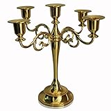 Antique Style Metal Pillar Candelabra Chic Decor Candle Holders Gold Color (5 candle holders)